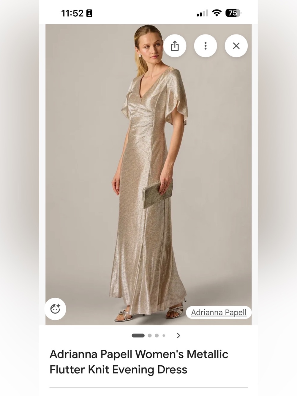Adrianna Papell Champagne Metallic Maxi dress
